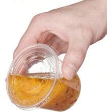 GUSTO [Paquete de 200, 5.5 onzas] Vasos desechables de plástico transparente con tapas - Tazas para sorbete, tazas para gelatina con tapas, recipientes de plástico transparente perfectos para aliños de ensalada y talla grande - 5,5 onzas. - Ver 3