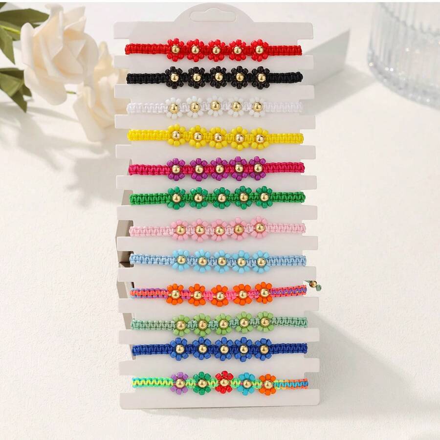 12 hạt thủy tinh Bohemian thủ công dệt hoa - Nhiều màu - Xem 1