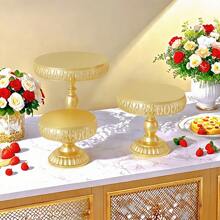 1pcsElegant Iron Circular Cake Stand, High Footed Dessert Display Tray, Suitable For Wedding Decoration And Holiday Use, No Need For Electricity, Wedding Cake Stand | Decorative Tray | Iron Structure