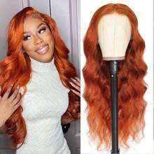 30 Inch Ginger Orange Body Wave Wigs Human Hair 13x4 Lace Human Hair Wigs With Baby Hair #350 For Women Short Bob Wig 250% Density - S350 - 查看 4