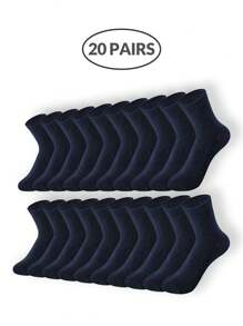 Paquete de calcetines de tripulación neutros de 5 tonos para hombres (1/5/10/15/20 pares) - Calcetines elásticos para el tobillo en gris oscuro/azul marino/negro/blanco/carbón con un ajuste transpirable y elástico para la oficina, el gimnasio, artículos de viaje esenciales