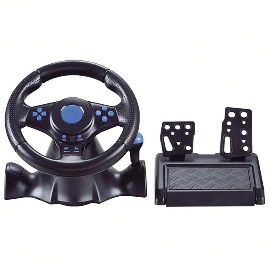 Volante de carreras con controlador de vibración y pedal para N-intendo Switch, PS4, X-box One y simulador de juegos de PC. - Negro - Ver 1
