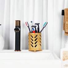 2pcs/Set Toothbrush Holders For Bathrooms, Tooth Brush Holder Bathroom Organizer Countertop, Electric Tooth Brushing Holder, Bamboo Toothbrush Holders, Made Of Natural Materials Home Bathroom Decor Fall Decor Back To School