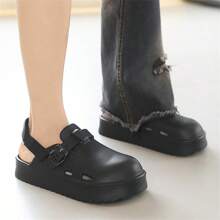 （建议订购大一码）夏季新款男士镂空木屐，适合户外和室内穿着的时尚凉鞋，可拆卸后带舒适拖鞋，软底防滑耐磨淋浴鞋，EVA