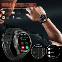 EIGIIS Montre connectée pour hommes au style sport d'affaires, avec boutons mécaniques, écouteurs intra-auriculaires intégrés, confortable à porter, appels sans fil (réception/émission d'appels), batterie grande capacité de 400 mAh, autonomie de batterie super longue, écran rond de 1,52 pouces, plus de 100 modes sport, prévisions météorologiques, rappel de message, compatible avec les téléphones Android et iOS, 3 bracelets de montre