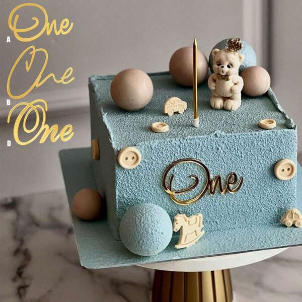 1/3pcs Acrylic "ONE" Letter Cake Topper For 1st Birthday, Christening