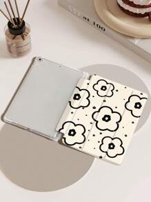 Etui ochronne na tablet z kwiatowym wzorem, kompatybilne z iPad Air 4/5 10,9", iPad 7/8/9 10,2", Tab S6 10,4", Tab A7 Lite 8,7", modne skórzane etui, odpowiednie na sezon szkolny, Walentynki, prezent noworoczny