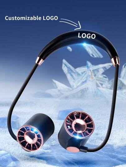 AOYI Skräddarsydd logotyp 1 enhet Uppladdningsbart bärbart halsband-stil 1200mAh 3-hastighets justerbar minimalistisk utomhusminifläkt med laddningskabel