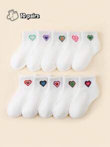 10 paires de chaussettes douces et dégradées en forme de cœur pour enfants et bébés, confortables et mignonnes