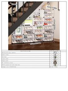 Staircase-Style Shoe Cabinet Under Stairs, Angled Ladder Shelf, High Capacity Home Storage Organizer Rack - Multicolor - View 8