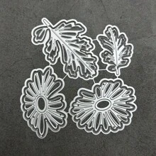 [Spring/Summer] 4pcs Daisy Embossing Metal Cutting Dies For Die Cutting Machines, Leaf Cutting Dies 3D Stamping Stencil For Decorative Embossing, Greeting Cards, Scrapbooking