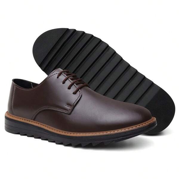 Sapato Social Masculino Esporte Chique Derby Preto Sola Alta Tratorada Cadarço Calce Perfeito Numeração Especial 37 Ao 46