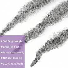 6 Packs African Kinky Wavy Hair Extensions, Springy Afro Kinky Coily Hair Extensions, Pre-Stretched Crochet Locs Hair Extensions - Gray Ombre - View 6