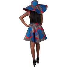 Vestidos africanos para mujer con tirantes, con estampado tradicional de Ankara y Kente, incluye sombrero para fiestas - Multicolor - Ver 3