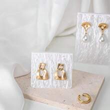 Giá đỡ trưng bày khuyên tai bằng acrylic họa tiết Brnt màu trắng thời trang, giá đỡ tai, hộp đựng đồ trang sức, hộp đựng đồ tổ chức - Nhiều màu - Xem 6