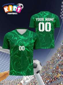 V-Ausschnitt Kinder Fußballtrikot, atmungsaktiv schnelltrocknend, personalisiert mit Namen und Nummer für Jungen & Mädchen, komfortabel, leicht, für Sport & Outdoor-Aktivitäten, geeignet für Frühling/Sommer