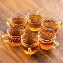 Juego de 12/6/4/2 tazas de té de vidrio resistente al calor con asa, aptas para agua, té, bebidas, leche, espresso, etc. [Nota: Sin soporte para tazas]