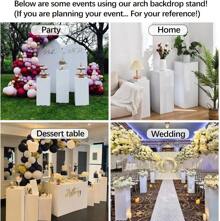 Vincidern 3PCS Metal Pedestal Stand For Party Supplies,White Metal Square Display Pedestal For Flowers,Sculptures,Wedding,Events,Cake Table Display Set,Party Decor - Màu be - Xem 8