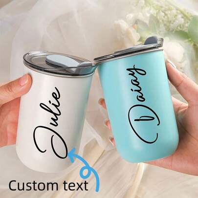 Tasse de voyage personnalisée en acier inoxydable - Tasse à café à double isolation avec option de nom personnalisé, tasse à boisson froide | Finition élégante mate | Double isolation, tasse à café, réutilisable, multifonctionnelle, ornementale, élégante, exquise, haute qualité, personnalisée, unique, cadeau idéal pour lui, cadeau idéal pour elle, elle, petit ami, petite amie, papa, maman, famille, amis, fils, fille, étudiants, travailleurs, enfants, bureau, salle de thé, école, maison