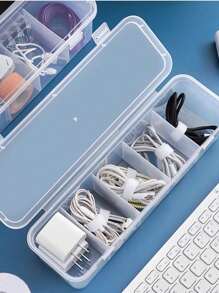 1 Stück Multifunktions-Aufbewahrungsbox mit transparentem Deckel für Datenkabel, Schubladenteiler aus Kunststoff für Socken und Unterwäsche, stapelbare Tisch-Schreibtisch-Aufbewahrungsbox für Ladegerät, Kabel, Schmuck