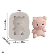 1 件卡通动物鹿、狐狸、狮子、熊猫、猪形状硅胶模具 - 淺灰色 - 查看 16