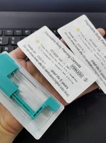 6 件装可重复使用 14G 16G 20G 身体穿刺枪穿刺针工具套件适用于鼻舌唇眉耳软骨穿刺首饰 - 綠色 - 查看 7