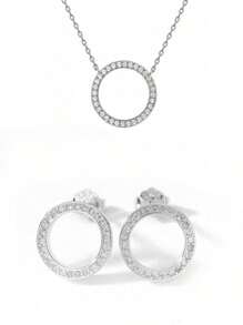 3pcs/Set Style Lucky Circle Necklace Earrings Jewelry Set - Fashion Jewelry Set Suitable For Daily Wear Christmas New Year Valentine's Day Holiday Gift