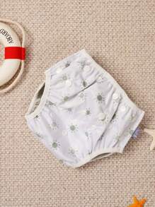 1 件可重复使用的婴儿游泳尿布，可调节尿布，适合 9 个月 - 3 岁的幼儿，适用于游泳课程，女婴、男婴，自然色游泳尿布