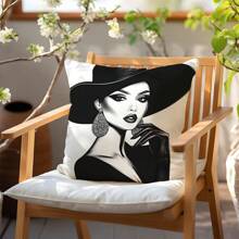 1 件 17.7*17.7 英寸单面印花装饰时尚人物插画抱枕套，家居装饰靠垫套，适用于客厅沙发卧室，日常聚会装饰礼物 - 款式A - 查看 7