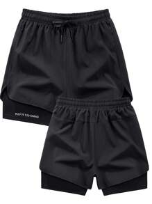 Zomerse snel drogende hardloopshorts met ingebouwd ondergoed, boyfriend-stijl heren 3/4 trainingsbroek voor fitness in de sportschool