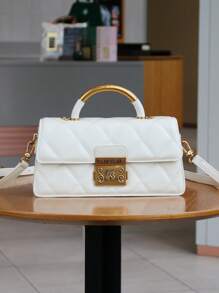 Bolso de mano de mujer 2025 de rejilla de ratán con diseño romboidal, bolso de tote versátil y elegante, bolso cruzado cuadrado exquisito, bolso de hombro minimalista - Multicolor - Ver 13