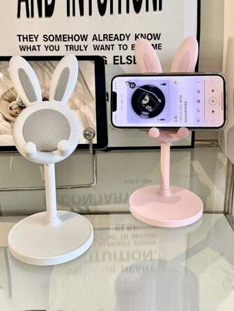 1 件可调节折叠兔子形桌面手机/平板电脑支架，可爱卡通手机支架，iPad 平板电脑支架，可调节