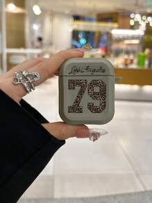 Cheetah,Leopard Print Leopard Print Number 79 Pattern Gray Earmuff Edge Leather Earphone Case, Skin-Friendly Protective Cover For Apple AirPods Pro, AirPods 2, AirPods 3, Wireless Bluetooth Headphone, Stylish