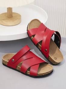 Kids Flat Sandals/Kids Flat Slippers/Kids Flat Beach Slippers - Red - View 3