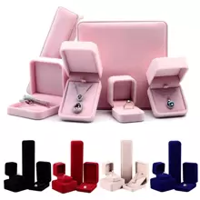 1 pièce Boîte de rangement pour bijoux en velours, organisateur de bijoux rose, convient pour la maison, peut ranger les colliers, bracelets, bracelets joncs, bagues, boucles d'oreilles et autres bijoux, emballage cadeau idéal pour la Saint-Valentin, la Fête des Mères, la Fête des Pères, Noël, anniversaire, Thanksgiving et autres fêtes - Multicolore - Voir 1