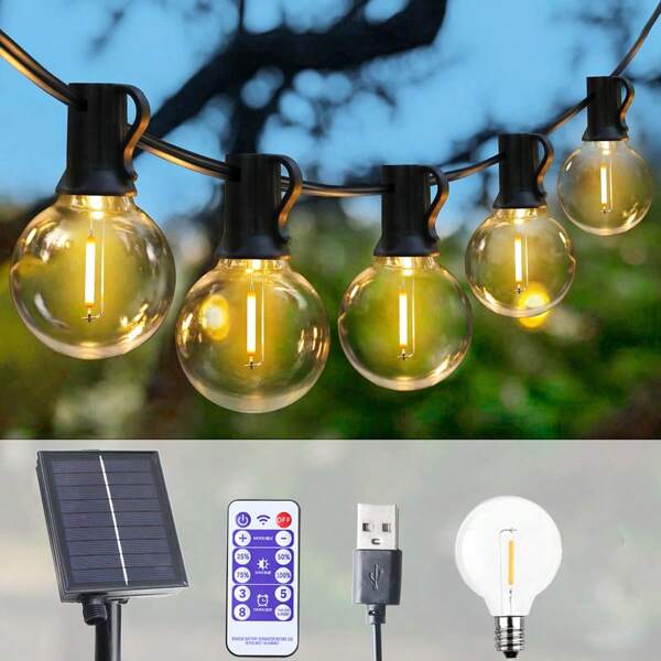 أنوار الحبال الشمسية G40، أنوار حبال شمسية للحدائق والبلكونات،أنوار شمسية ليد، تستخدم لديكور حفلات الحدائق والأعراس والشوارع والأسطح