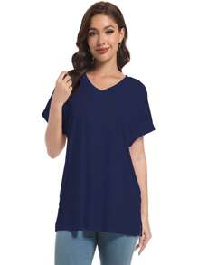 GEREARC Women's Tshirts V Neck Short Sleeve Loose Summer Casual Tops