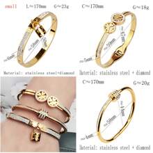 3 件套镀金珠宝礼物全水钻镶嵌腰带罗马风格 18K 金不锈钢手链女士