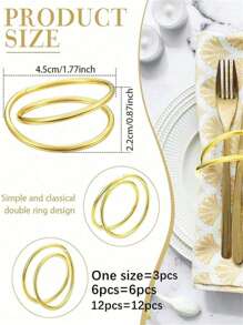 Złote metalowe pierścienie na serwetki, złoty pierścień na serwetki ze stopu cynku, kreatywny otwarty pierścień na serwetki, dekoracja stołu w restauracji w stylu zachodnim, metalowa spiralna klamra na serwetki, dodaj odrobinę wysokiej jakości tekstury do swojego stołu, minimalistyczne uchwyty na serwetki na Halloween, świąteczną kolację, dekoracje stołu, przyjęcia świąteczne, wesela i Święto Dziękczynienia