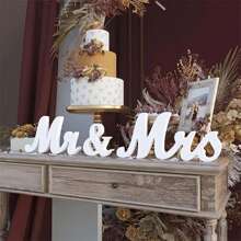 Mr Mrs Sign For Wedding Table White Wooden Mr And Mrs Signs For Sweetheart Table Photo Props Wedding Decoration - White - View 6