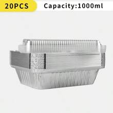 20pcs/Set Multi-Size Aluminum Foil Baking Tray, Takeout Food Container, Aluminum Foil Pan, Suitable For Baking, Heating, Food Storage, Outdoor Meal Prep - Silver - View 17