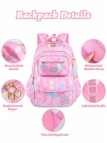 3 Pieces/Set Girls School Backpack With Lunch Bag And Pencil Case, Outdoor Travel Bag, Large Capacity Lightweight Student Schoolbag, Back To School Essential, Suitable For Teenage Girls Students At School And Daily Use