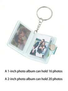 1PC/4PCS 1 Inch/2inch Mini Small Photo Album Valentine Photo Storage With Keychain Clear Pocket Photo Album Keychain For Picture Valentine Gift Wedding Birthday Anniversary Memory,Suitable For Photos, - Multicolor - View 5