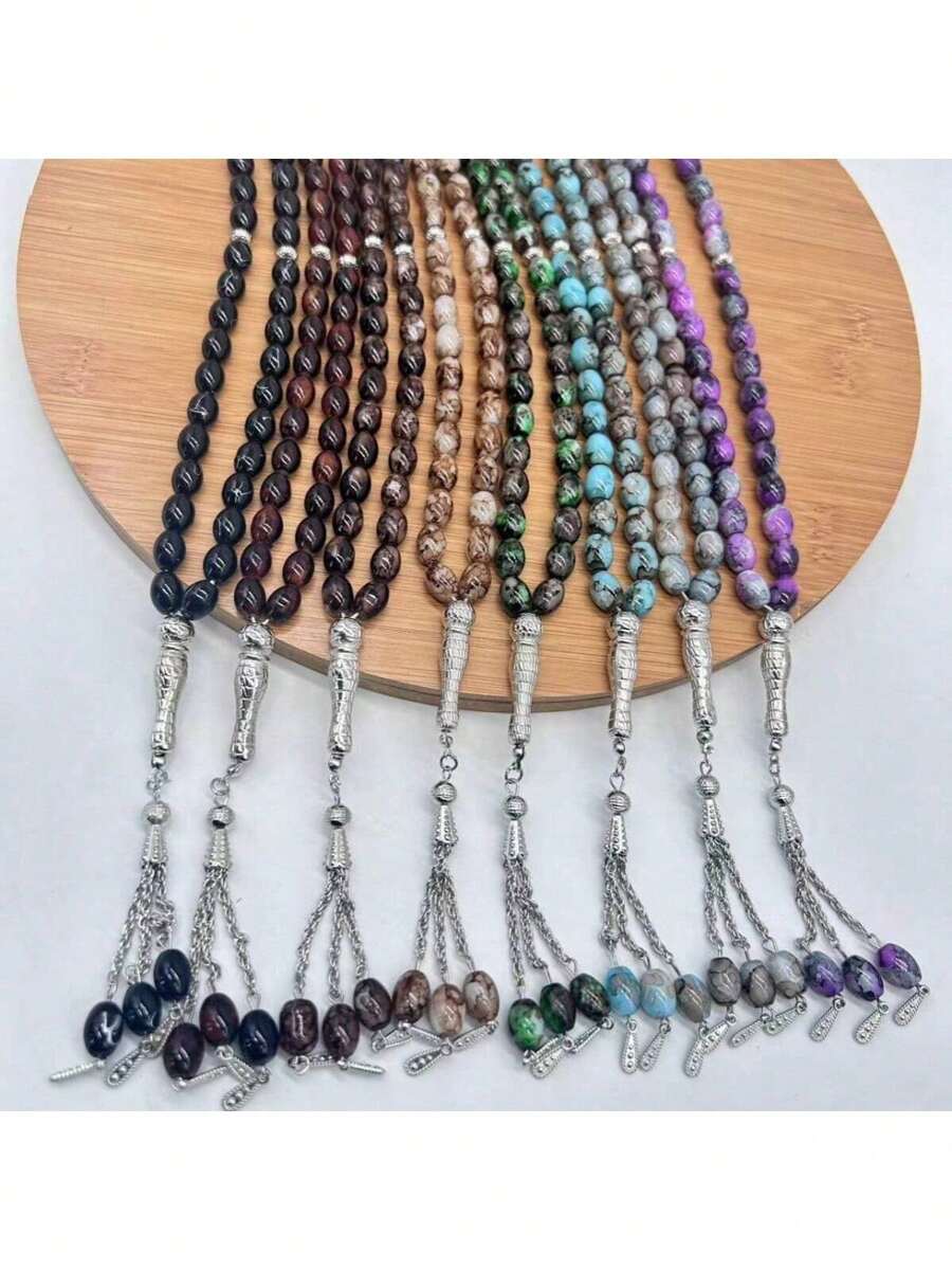1pc New 33 Beads 8X11mm Prayer Tasbih Misbaha Beads Bracelet For Daily Use - Multicolor - View 1