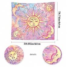 1 peça tapeçaria amarela de sol e lua, tapeçaria vintage boho para pendurar na parede com girassóis, borboletas, mariposas, constelação, tapeçarias de parede estéticas para quarto, dormitório, sala de estar, presentes de aniversário, formatura, decoração de quarto, decoração de parede, decoração de quarto, arte de parede, pôster, decoração de casa, sala de estar, tapeçaria para quarto, bandeira, decoração de quarto