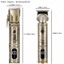 1pc USB Rechargeable 10W Electric Hair Clipper, Multi-Function Hair Carving Trimmer, Razor Shaver Kit - Bronze - View 2