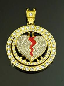 1 件全新旋转心形吊坠，独特个性化嘻哈男士珠宝，适合日常佩戴和派对 - 可旋轉愛心 - 查看 11