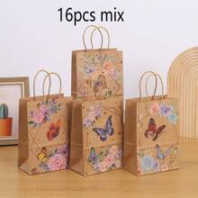 12/16pcs/Set Paper Gift Bag, Kraft Paper Bags For Party Favors, For Mother's Day , Bridesmaid Gifts , Graduation Gifts , Birthday Gifts,Wedding Gifts