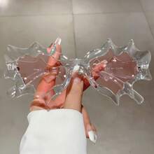 New Irregular Quirky Style Fashion Glasses, Fashionable Exaggerated Wave Shape Decorative Glasses - Đen và xám - Xem 3