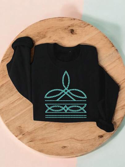 Turquoise Stone Boot Stitch Sweatshirt, Country Girl Crew Neck Sweatshirt, Country Western Sweatshirts, Cowgirl Gift Crew Neck Sweatshirts, Country Music Concert Sweatshirt, Birthday Gift Sweatshirts. TTD-398S